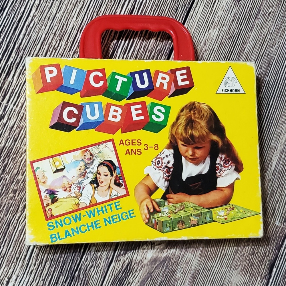 Germany Puzzle Wooden Blocks Pictures Cubes 6 Fairy Tales Eichhorn Vintage 1949‎